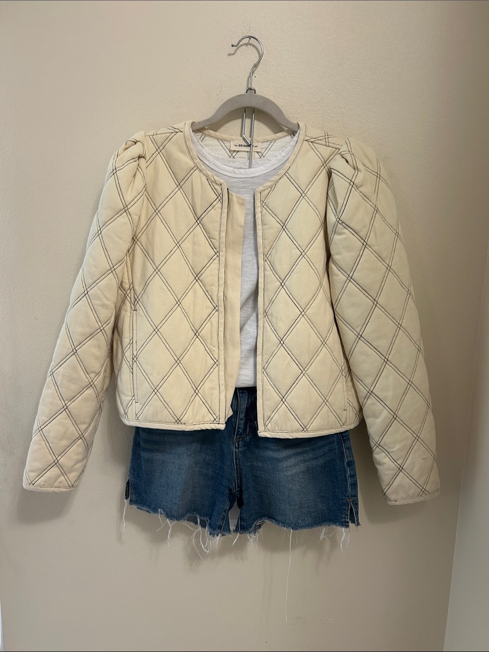 Eesome Quilted denim Cream jacket